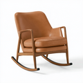 Fauteuil à bascule 70 x 90 x 95 cm en bois et revêtement brun style moderne