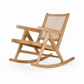 Fauteuil à bascule 68 x 90 x 100 cm en bois naturel et cannage style scandinave