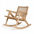 Fauteuil à bascule 70 x 90 x 98 cm en bois naturel et cannage style scandinave