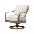 Fauteuil de jardin pivotant 78 x 82 x 98 cm en osier tressé beige style naturel