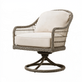 Fauteuil pivotant 82 x 80 x 94 cm en rotin brun avec assise beige style bohème