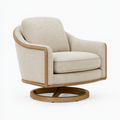 Fauteuil pivotant 82 x 78 x 86 cm en tissu beige et bois style contemporain