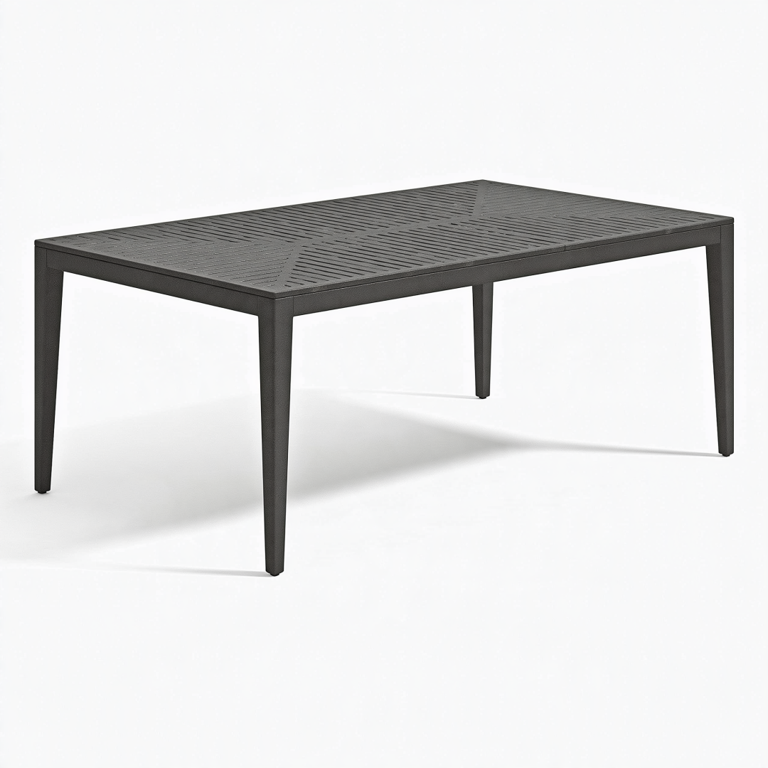 Table de jardin 180 x 90 x 75 cm en aluminium noir style contemporain