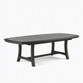 Table de jardin 220 x 100 cm en aluminium noir avec plateau effet pierre extensible