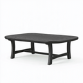 Table de jardin ovale 180 x 100 x 75 cm en plastique noir - style contemporain