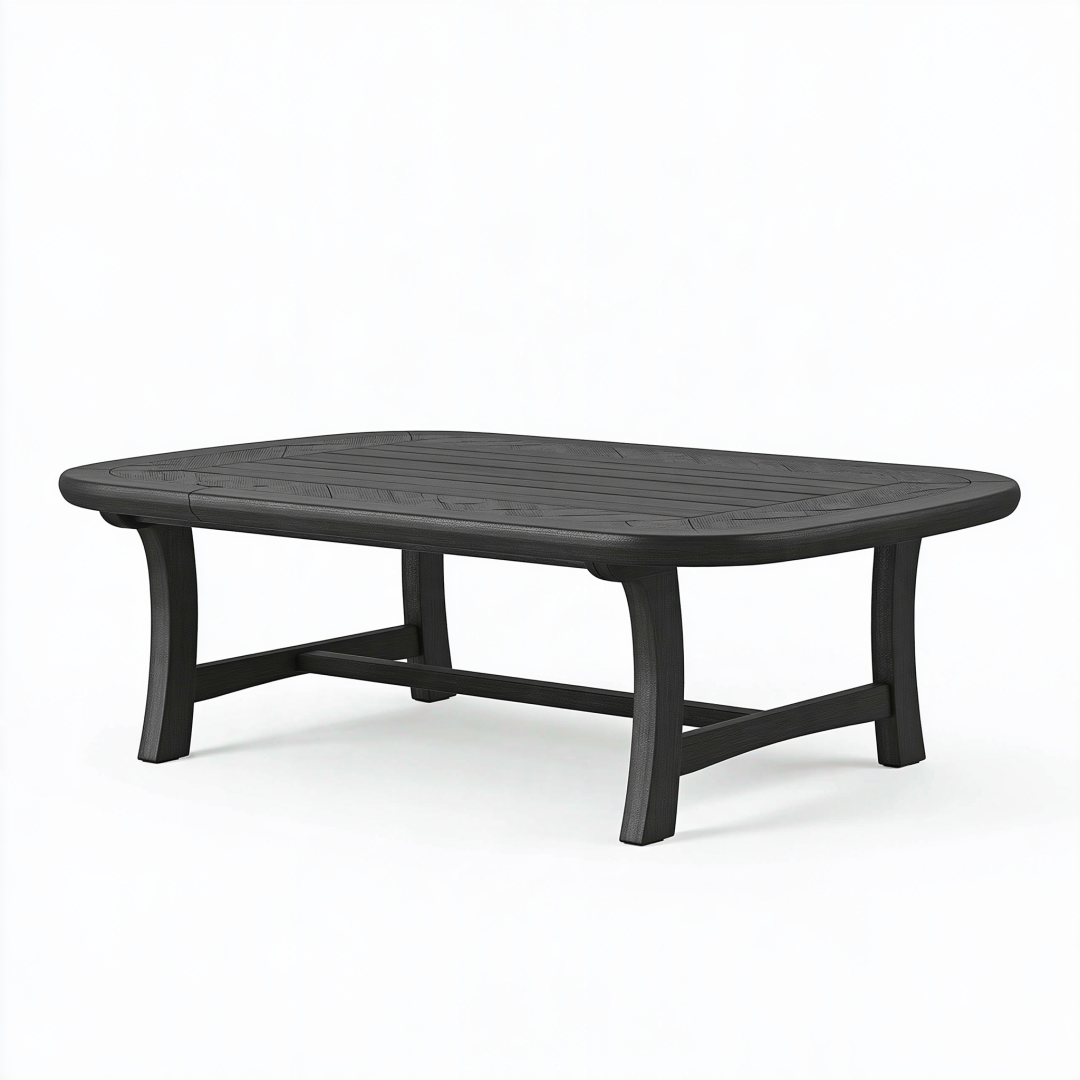 Table de jardin ovale 180 x 100 x 75 cm en plastique noir - style contemporain