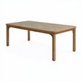 Table de jardin 200 x 100 cm en bois marron avec plateau tressé style naturel