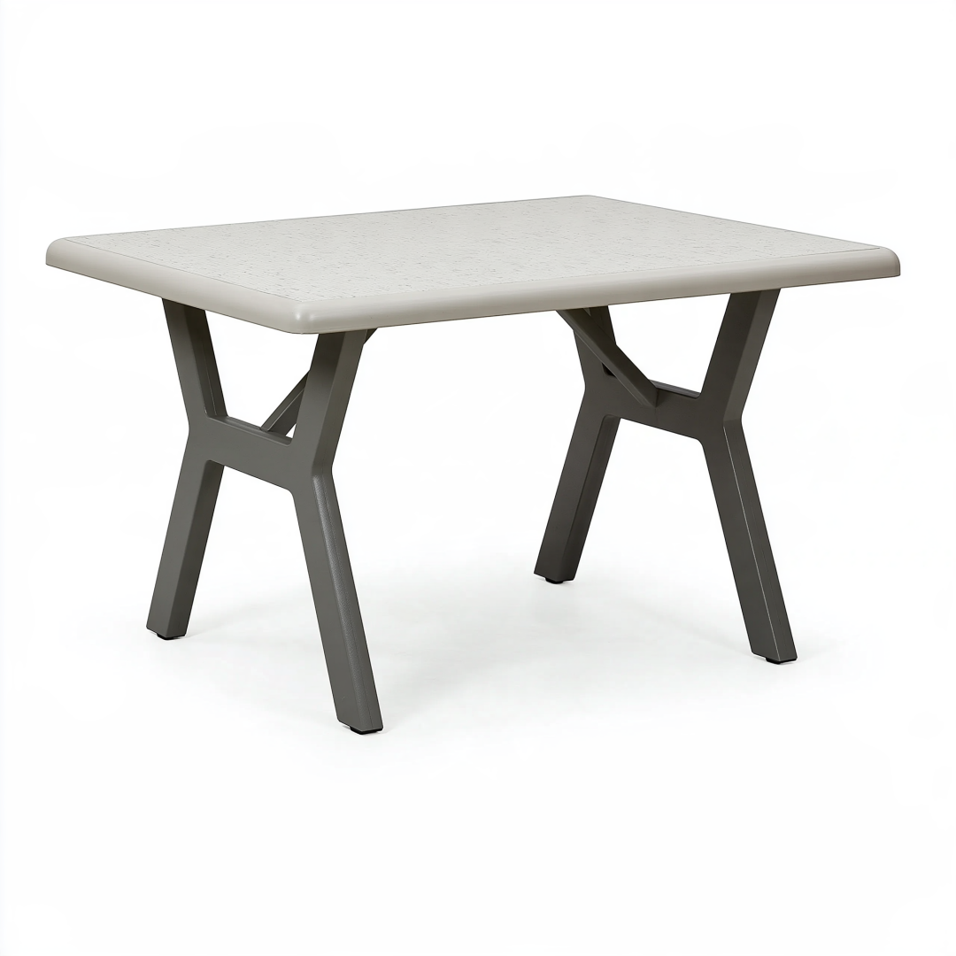 Table de jardin 140 x 80 x 72 cm en plastique blanc et anthracite - rectangulaire