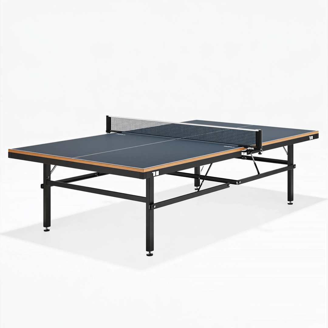 Table de tennis de table 274 x 152.5 x 76 cm bleu foncé acier pour intérieur avec filet