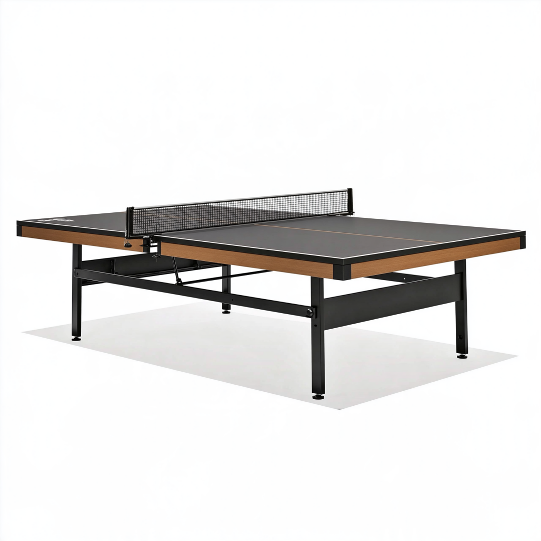 Table de tennis de table 274 x 152.5 x 76 cm noire et marron pliable avec filet